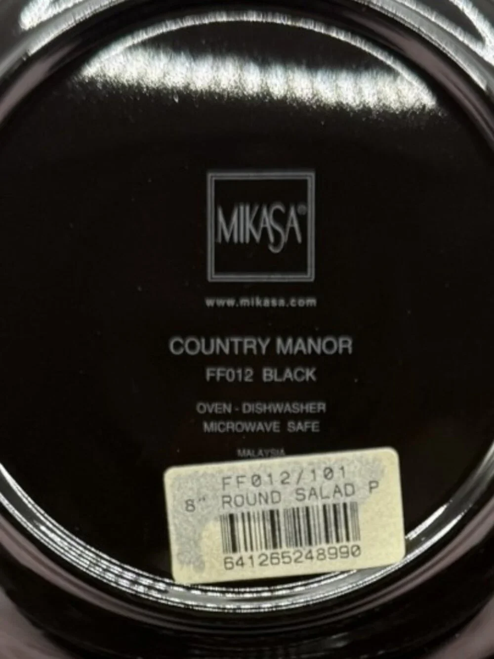 VTG New Mikasa 'Country Manor' Black Salad Plate Set/4